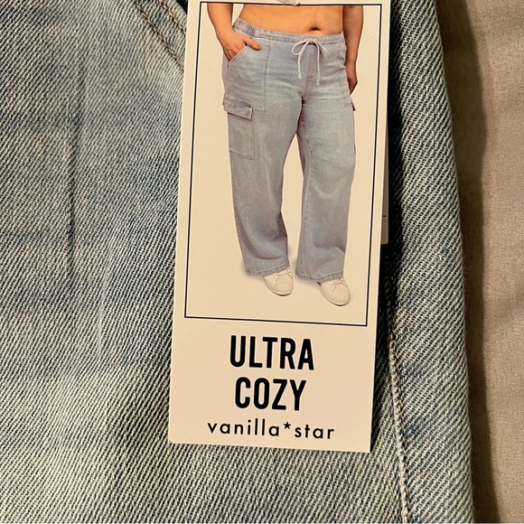 Vanilla Star Jeans 3X (22/24) PLUS Blue Ultra Cozy Cargo Wide Leg Elastic NEW - Picture 5 of 14